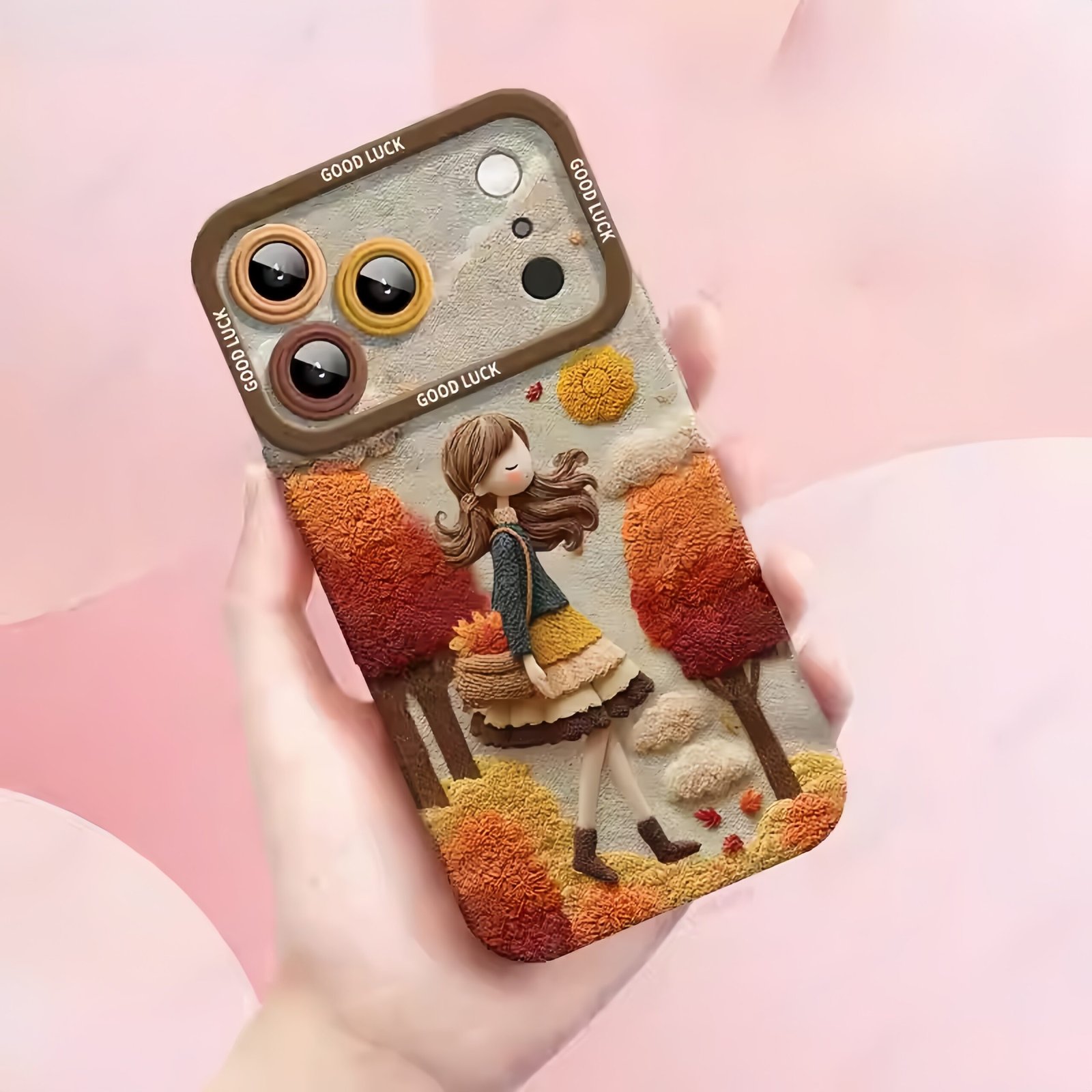 Autum Girl Liquid Silicone Phone Case with Free Lanyard - Image 2