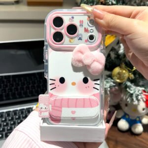 Pink Cute Phone Case with Mini Mirror (Phone Holder)